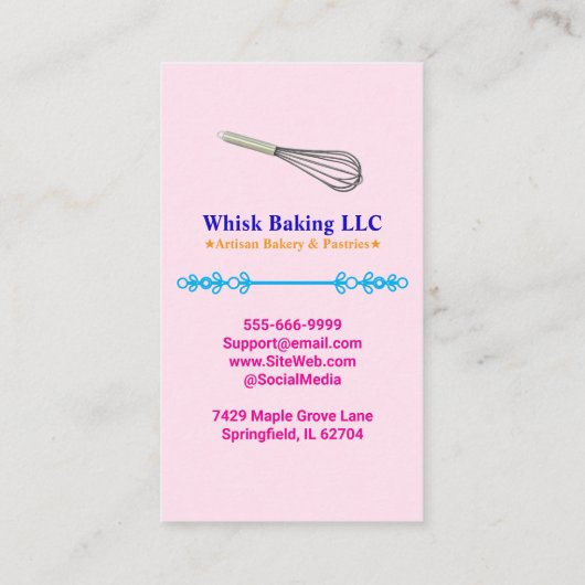 Pastry Whisk Chef & Baker | Elegant Cake Bakery Visitekaartje (Achterkant)