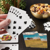 Pasture grond met een omheining en bomen pokerkaarten (Insitu)