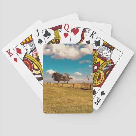 Pasture grond met een omheining en bomen pokerkaarten (Achterkant)