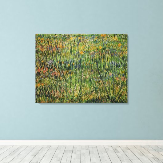 Pasture in Bloom door Vincent van Gogh Canvas Afdruk (Insitu (Houten vloer))