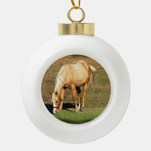 Pasture kerstversiering keramische bal ornament (Voorkant)
