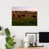 Pasture of Black Angus Poster (Thuiskantoor)