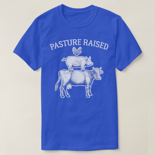 Pasture Raised Eggs Chicken Pork Organic Beef Koe T-shirt (Design voorkant)