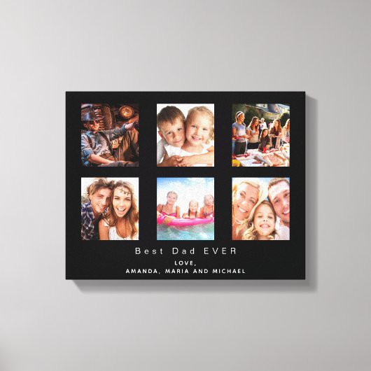 Pastvader fotofamilie collage zwart canvas afdruk (Voorkant)