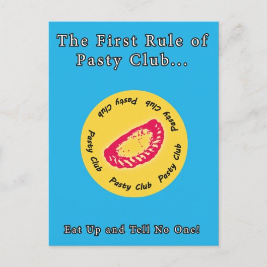 Pasty Club, iedereen houdt van een pastei. Briefkaart (Voorkant)