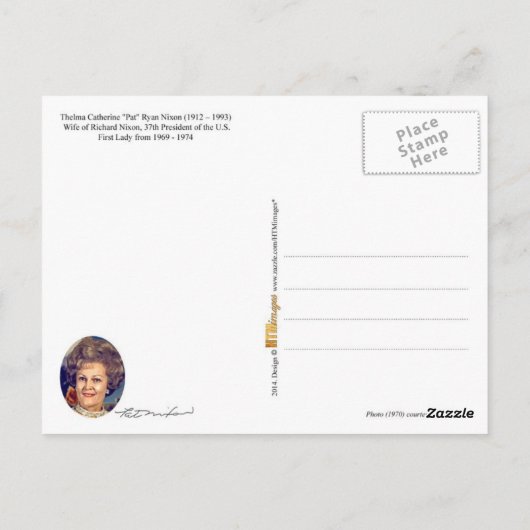 Pat Nixon, First Lady of the U.S. Briefkaart (Achterkant)