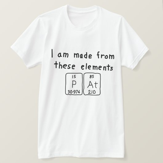 Pat periodiek lijstnaam shirt (Design voorkant)