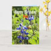 Pat Texas Bluebonnet Happy Birthday Kaart (Gele Bloem)