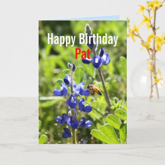 Pat Texas Bluebonnet Happy Birthday Kaart (Gele Bloem)