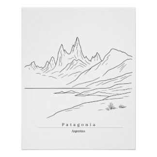 Patagonia Argentinië Minimalistische Landschap Lij Perfect Poster