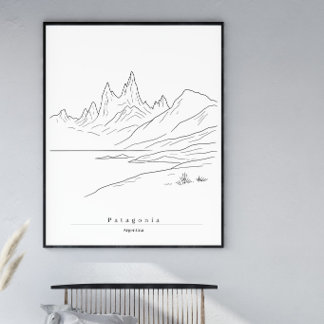 Patagonia Argentinië Minimalistische Landschap Lij Poster