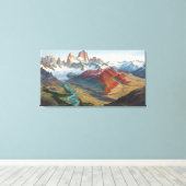 Patagonia Berglandschap – Levendig Acryl Kunst Canvas Afdruk (Insitu (Houten vloer))