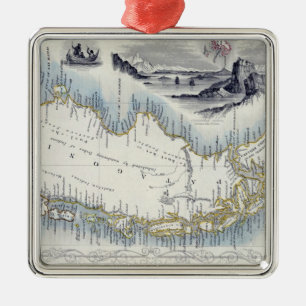 Patagonia, uit een reeks Wereldkaarten gepubliceer Metalen Ornament