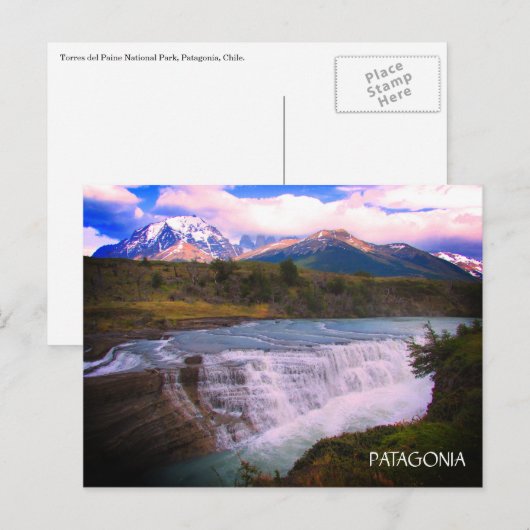 patagonische waterval briefkaart (Voorkant / Achterkant)