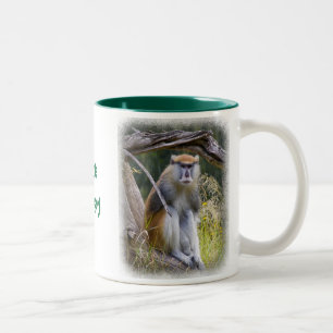 Patas Monkey op wit Tweekleurige Koffiemok