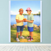 Patat delen bij het meer canvas afdruk (Insitu (Houten vloer))