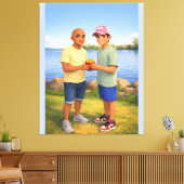 Patat delen bij het meer canvas afdruk (Insitu (Woonkamer))