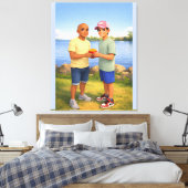 Patat delen bij het meer canvas afdruk (Insitu (Slaapkamer))