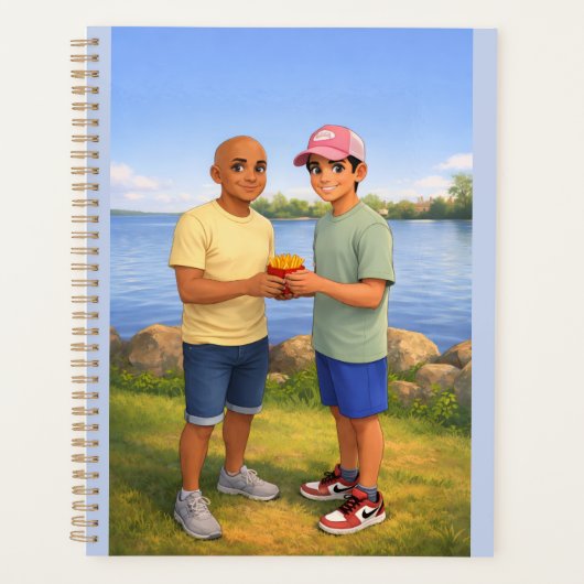 Patat delen bij het meer planner (Voorkant)
