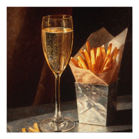 Patat en champagne perfect poster (Voorkant)