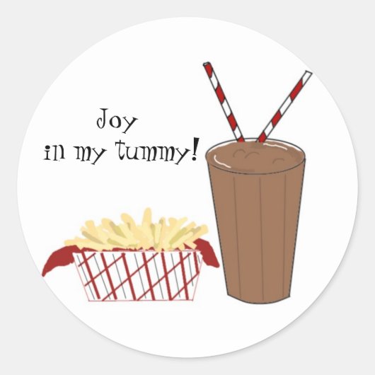 Patat en een milkshake ronde sticker (Voorkant)