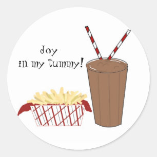 Patat en een milkshake ronde sticker