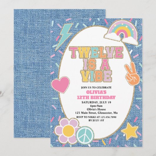 Patch Denim Twelve is a Vibe 12e Verjaardag Kaart (Voorkant / Achterkant)