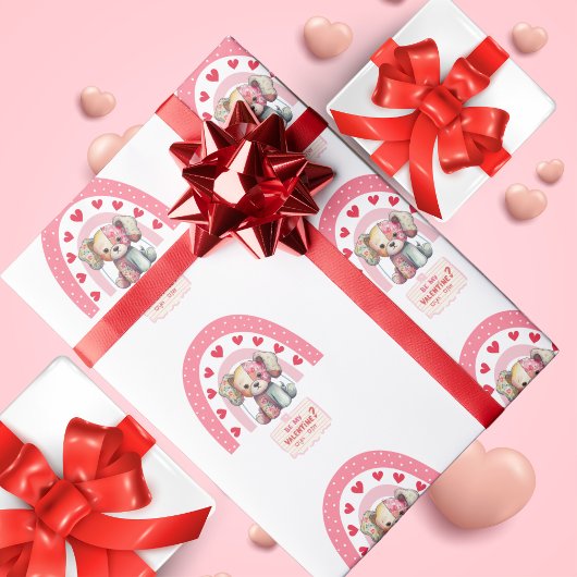 Patch Dog Doll, Schattige Hart Regenboog, Valentij Cadeaupapier