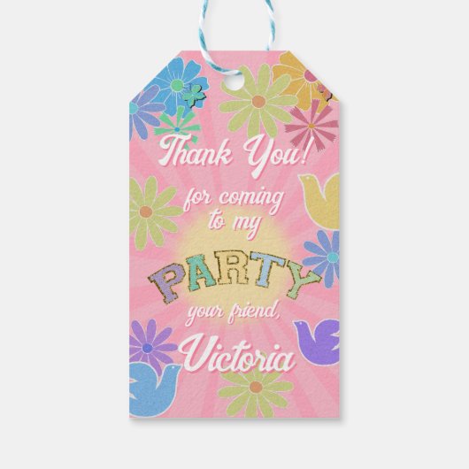 Patch Letter Verjaardagsfeestje Retro Preppy Hippi Cadeaulabel (Achterkant)