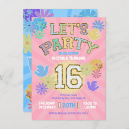 Patch Letter Verjaardagsfeestje Retro Preppy Hippi Kaart