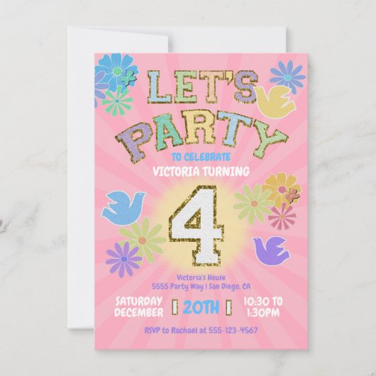 Patch Letter Verjaardagsfeestje Retro Preppy Hippi Kaart (Voorkant)