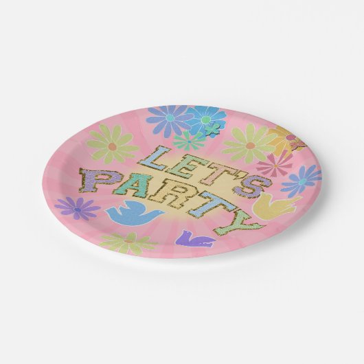 Patch Letter Verjaardagsfeestje Retro Preppy Hippi Papieren Bordje (Gekanteld)