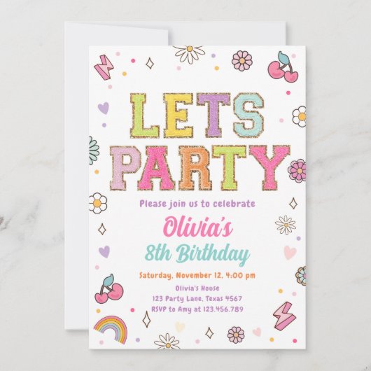 Patch Letters Varsity Mode Preppy Tiener Verjaarda Kaart (Voorkant)