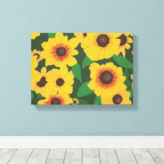Patch of Yellow Sunflower Painting Wrapped Canvas (Insitu (Houten vloer))