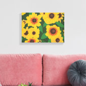 Patch of Yellow Sunflower Painting Wrapped Canvas Afdruk (Insitu (Woonkamer))