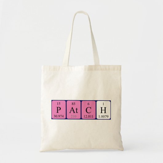 Patch periodieke table name canvas tas (Voorkant)