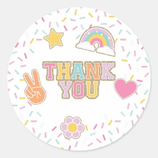 Patch Preppy Bedankt Verjaardags Favoriet Ronde Sticker (Voorkant)