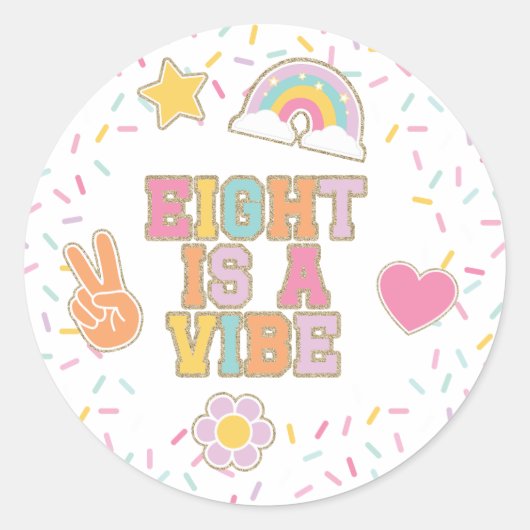 Patch Preppy Eight is a Vibe 8e Verjaardag Ronde Sticker (Voorkant)