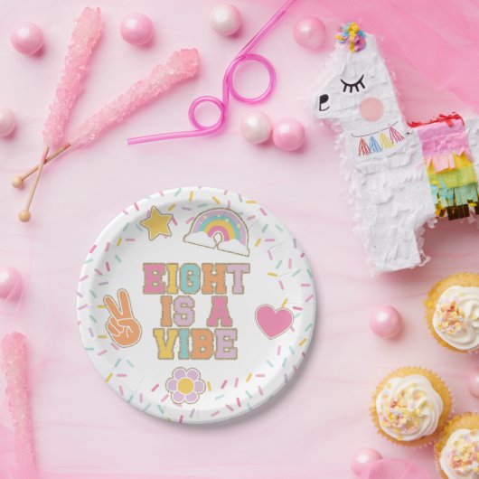 Patch Preppy Eight is een Vibe 8e verjaardag Papieren Bordje (Feest)