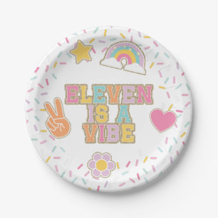 Patch Preppy Eleven is een vibe 11e verjaardag Papieren Bordje