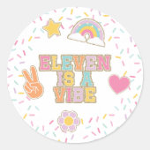 Patch Preppy Eleven is een vibe 11e verjaardag Ronde Sticker (Voorkant)