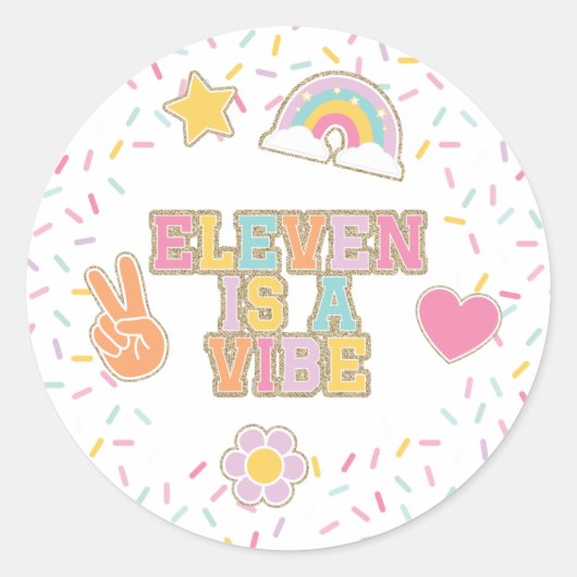 Patch Preppy Eleven is een vibe 11e verjaardag Ronde Sticker (Voorkant)