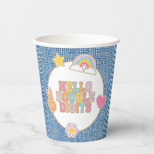 Patch Preppy Hallo Dubbele Cijfers 10e Verjaardag Papieren Bekers