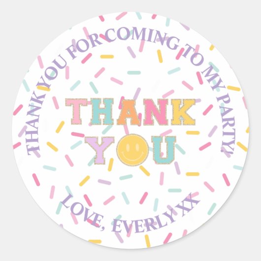 Patch Preppy Letter bedankje Ronde Sticker (Voorkant)