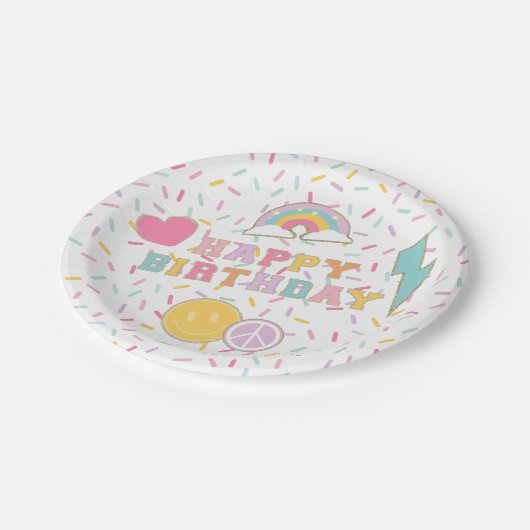 Patch Preppy Letter Verjaardagspapier Borden Papieren Bordje (Gekanteld)