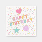 Patch Preppy Letter Verjaardagspapier Borden Servet (Voorkant)