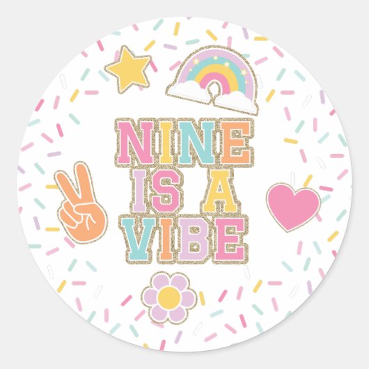 Patch Preppy Nine is a Vibe 9e Verjaardag Ronde Sticker (Voorkant)