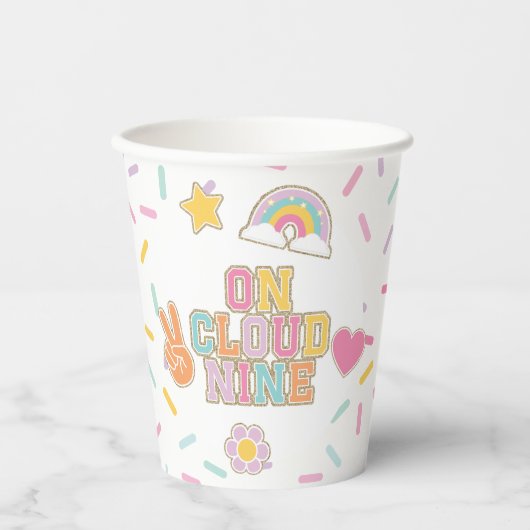 Patch Preppy On Cloud Nine 9e Verjaardag Papieren Bekers (Voorkant)