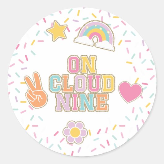 Patch Preppy op Cloud Nine 9e verjaardag Ronde Sticker (Voorkant)