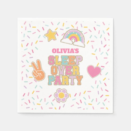 Patch Preppy Slaapfeest Verjaardag Servet (Voorkant)